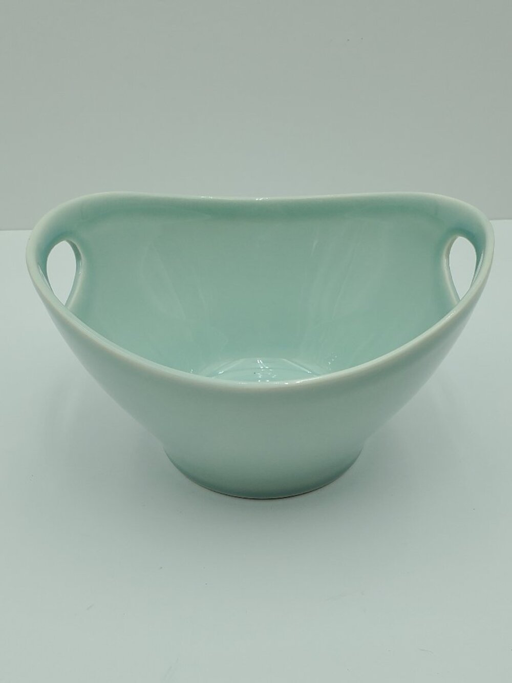 Matceramica Portugal Oval Aqua Blue Green Soup Cereal Bowl with Handles